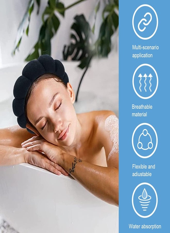 MAYCREATE Facial Spa Headband for Women Girls Soft Sponge Face Washing Shower Makeup Fashion Clouds Hairband Non Slip Hair Hoop Headwear Black 2 PCS - Image 4