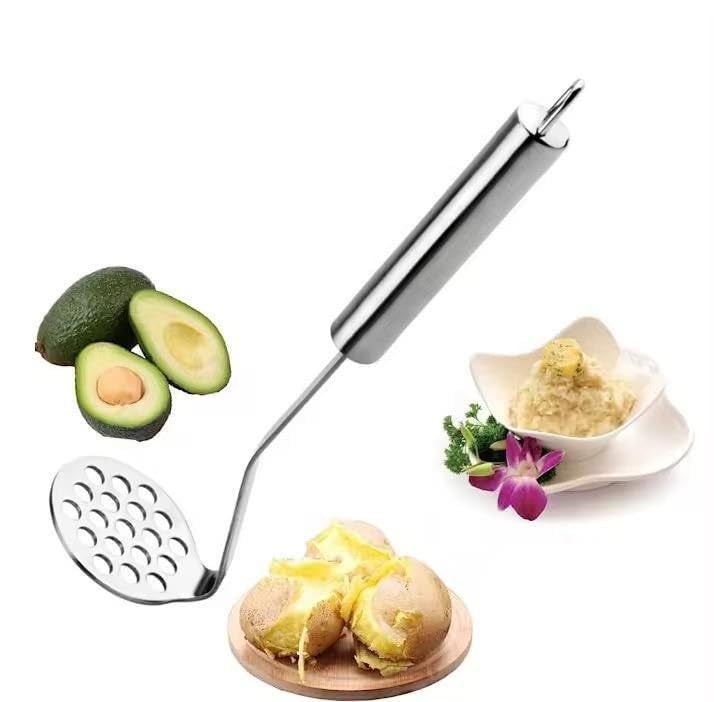 BIRZAR Stainless Steel Potato Vegetable Masher Ricer Kitchen Gadgets Hand Tool for Cooking Good Grip for Vegetable Boiled Potatoes Pav Bhaji Stuffed Paratha Potato Masher 1 pcs - Image 1
