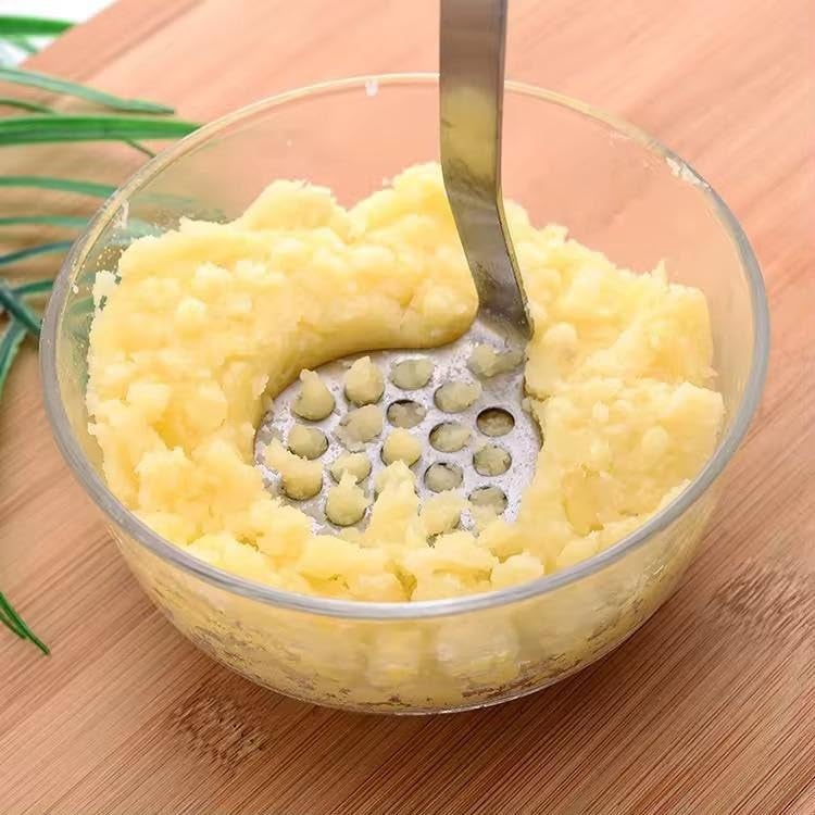 BIRZAR Stainless Steel Potato Vegetable Masher Ricer Kitchen Gadgets Hand Tool for Cooking Good Grip for Vegetable Boiled Potatoes Pav Bhaji Stuffed Paratha Potato Masher 1 pcs - Image 2