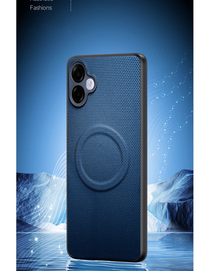 Wtech Samsung Galaxy A07 5G 2025 Premium Texture Case Magnetic Aramid Fabric Texture Designed Magsafe Case Cover (MCMPMN) - Navy Blue - Image 4