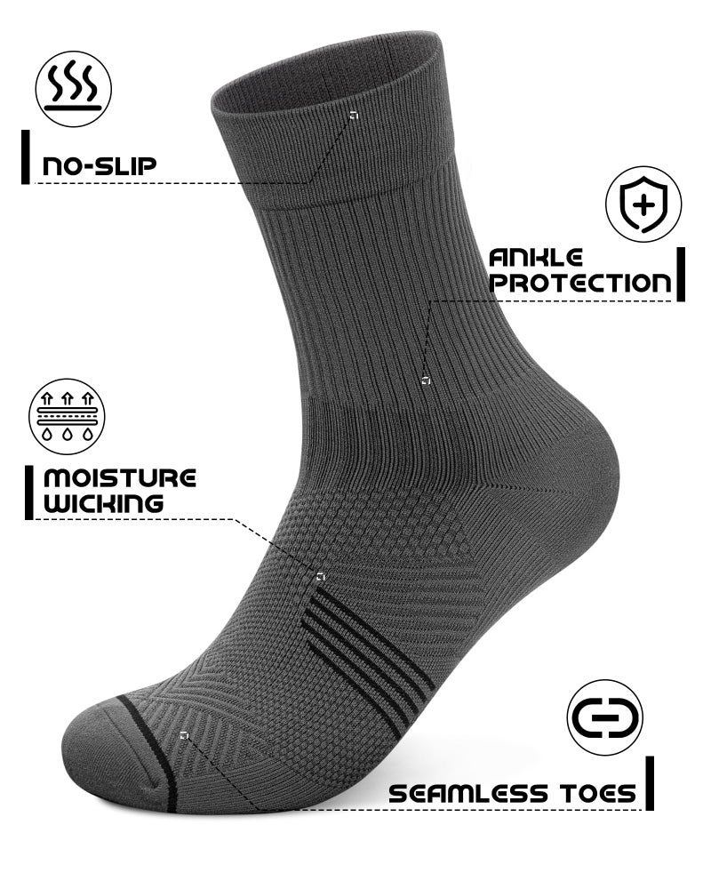 PAPLUS 3 Pairs Running Compression Socks for Men & Women, Atheltic Crew Socks with Cushion, Arch Support for Hiking, Cycling - Image 2