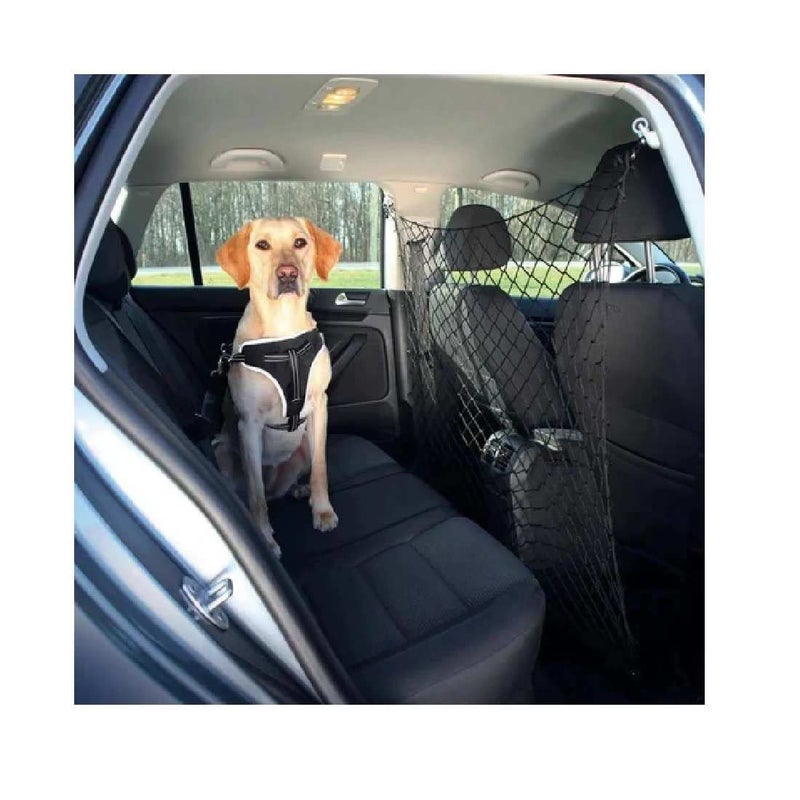 Trixie Car Net for Dogs,Dog Car Net Barrier for Safe Driving and Adjustable Dog Car On Travel,Metal Hooks, and Stretchable Mesh Obstacle,Design for Pet-120x100cm Black - Image 2