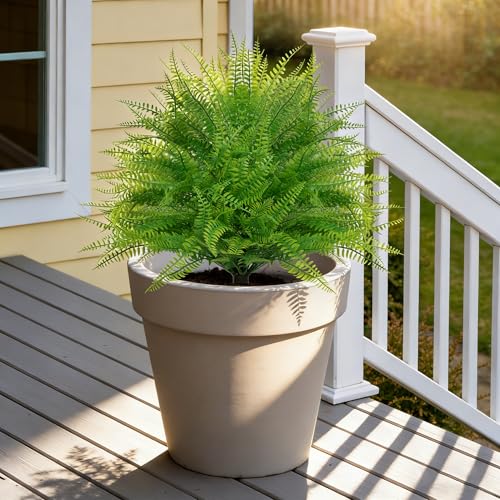 Yangrass Artificial Outdoor Fern Topiary Trees with Ground Spikes, Set of 2 Lifelike Faux Greenery Bush Fake Shrubs Indoor, UV Resistant Artificial Fern Plants for Front Porch Patio Garden Decor - Image 3