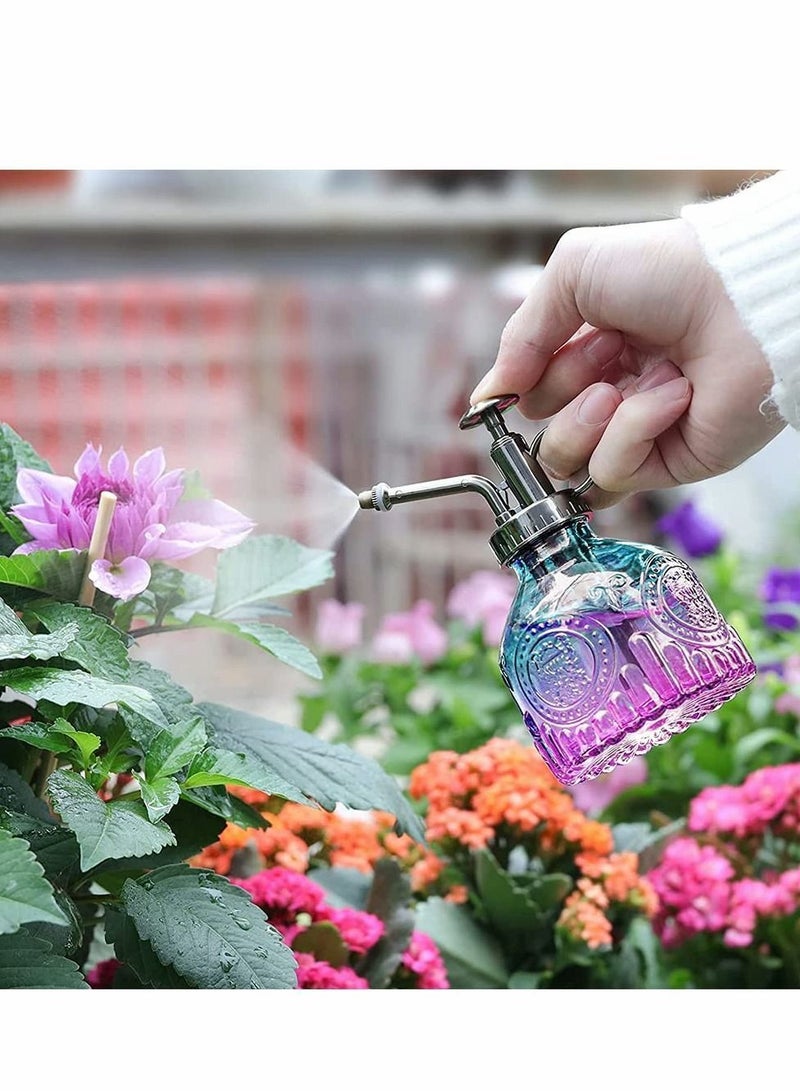 Y&D Gardening Glass Sprayer, Vintage Spray Bottle with Top Pump, Fine Mist Garden Flower Sprayer Small Decorative Spritzer Watering Can Gift for Indoor Outdoor House Plant (200 ML, Gradient Color) - Image 3