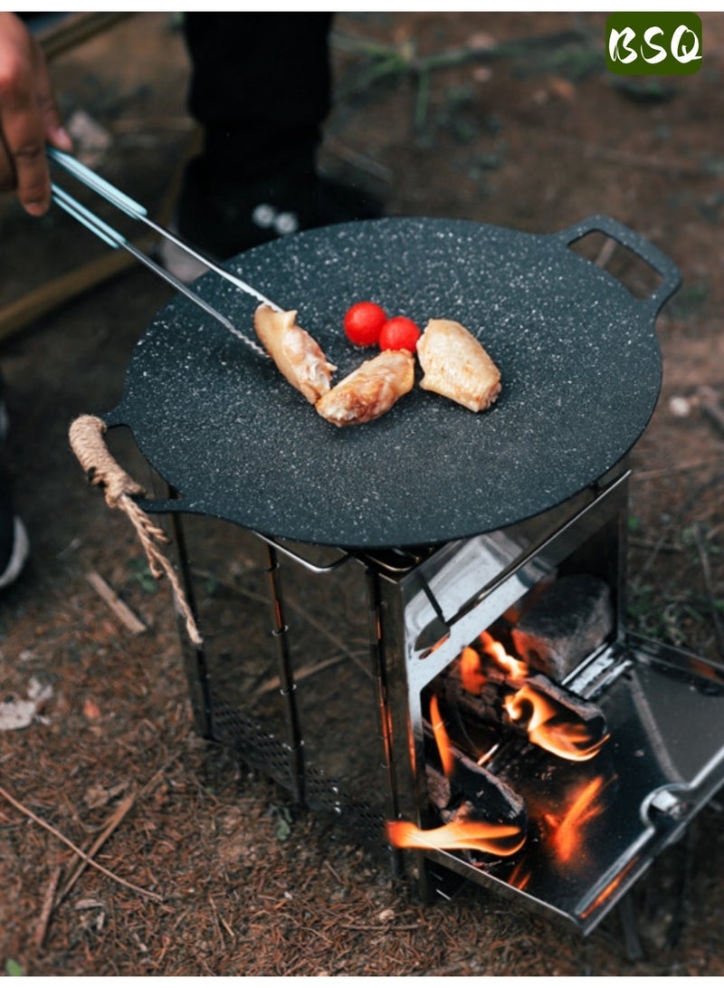 بي إس كيو موقد حطب كبير محمول قابل للطي للتخييم | موقد تخييم ومجموعة شواء | 27 × 20 × 20 سم كبير جدًا | مع شبكة شواء وحقيبة تخزين | موقد للبقاء على قيد الحياة على الظهر | موقد نار المخيم من الفولاذ المقاوم للصدأ | شواية شواء | مثالي للشواء في التخييم والطهي في الهواء الطلق ورحلات المشي لمسافات طويلة. - Image 3