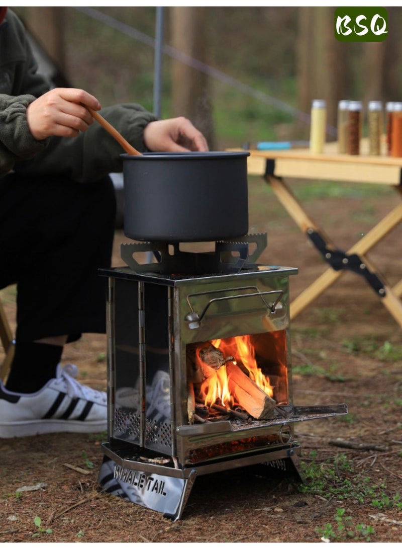 بي إس كيو موقد حطب كبير محمول قابل للطي للتخييم | موقد تخييم ومجموعة شواء | 27 × 20 × 20 سم كبير جدًا | مع شبكة شواء وحقيبة تخزين | موقد للبقاء على قيد الحياة على الظهر | موقد نار المخيم من الفولاذ المقاوم للصدأ | شواية شواء | مثالي للشواء في التخييم والطهي في الهواء الطلق ورحلات المشي لمسافات طويلة. - Image 4
