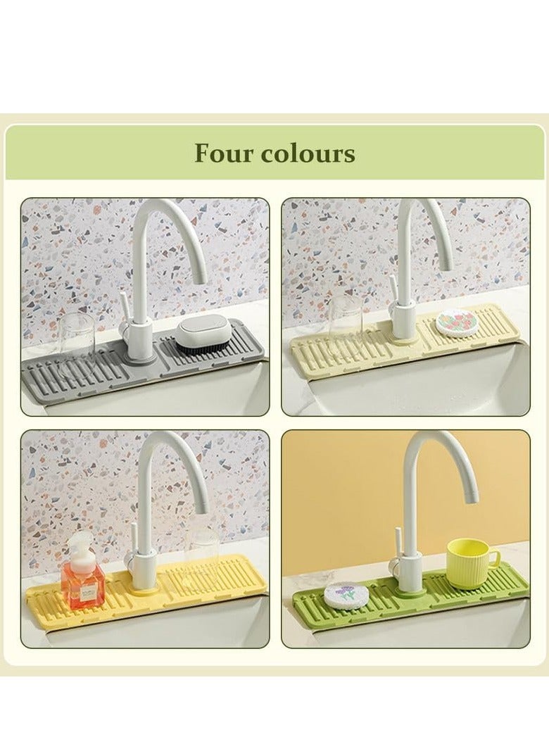 Silicone Faucet Draining Mat for Kitchen Sink, Kitchen Sink Splash Guard Draining Mat Dish Soap Sponge Holder Tray - Image 3