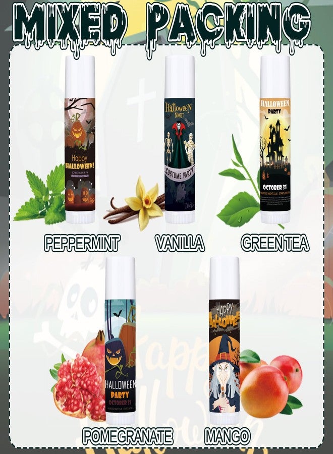 Dunzy 50 Pcs Halloween Lip Balm Bulk Spooky Lip Balm Gifts Bulk Vintage Halloween Wedding Favors Halloween Stuffers for Adults Halloween Party Supplies for Baby Shower, 10 Style, 5 Fruit Flavors - Image 3