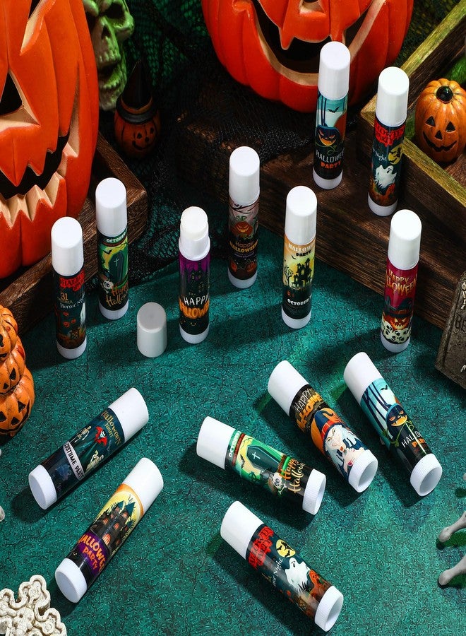 Dunzy 50 Pcs Halloween Lip Balm Bulk Spooky Lip Balm Gifts Bulk Vintage Halloween Wedding Favors Halloween Stuffers for Adults Halloween Party Supplies for Baby Shower, 10 Style, 5 Fruit Flavors - Image 4