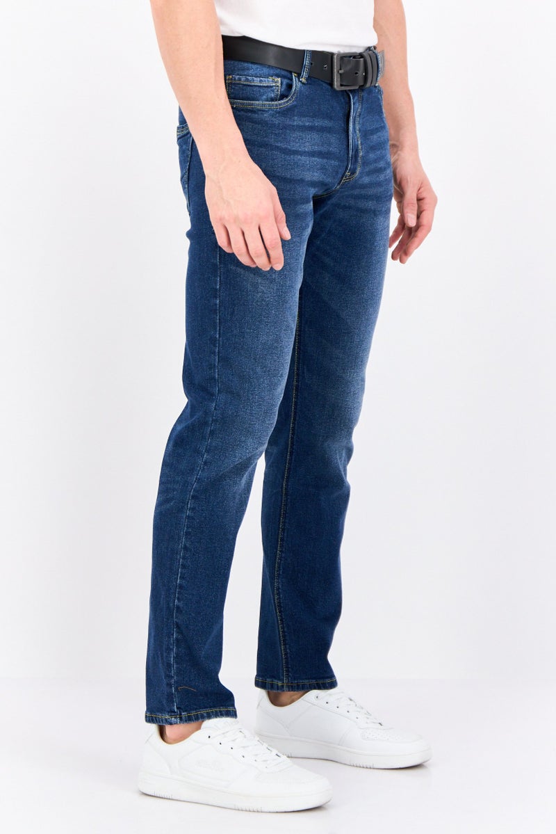CROSSHATCH Men Straight Fit Washed Stretchable Denim Jeans, Blue - Image 2