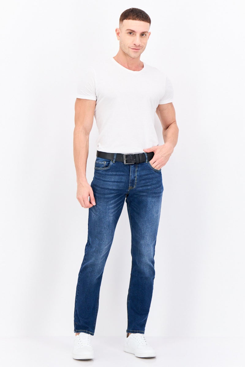 CROSSHATCH Men Straight Fit Washed Stretchable Denim Jeans, Blue - Image 4