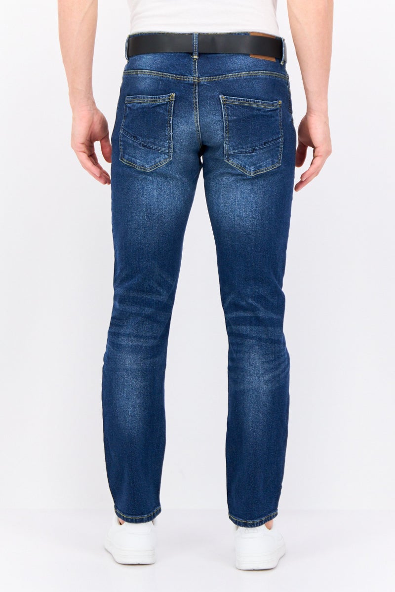 CROSSHATCH Men Straight Fit Washed Stretchable Denim Jeans, Blue - Image 3