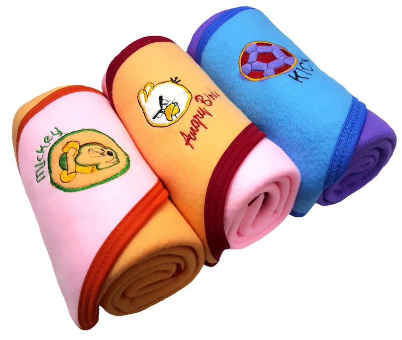 BRANDONN 3PC Striped Border A/C Baby Blanket Cum Wrapper (Multicolor) - Image 2