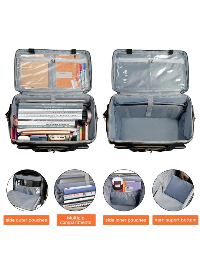 ORKELS Rolling Teacher Bag with Detachable Trolley, Wheeled Teacher Tote for 15.6'' Laptop, Books & Supplies, Spacious & Durable with Easy Maneuverability (Black) - Image 3