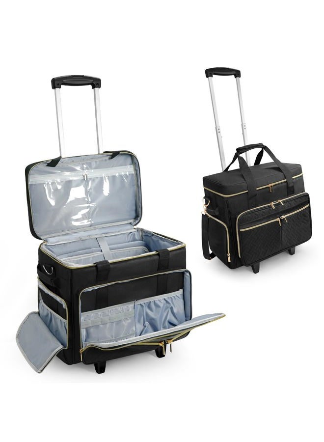 ORKELS Rolling Teacher Bag with Detachable Trolley, Wheeled Teacher Tote for 15.6'' Laptop, Books & Supplies, Spacious & Durable with Easy Maneuverability (Black) - Image 1