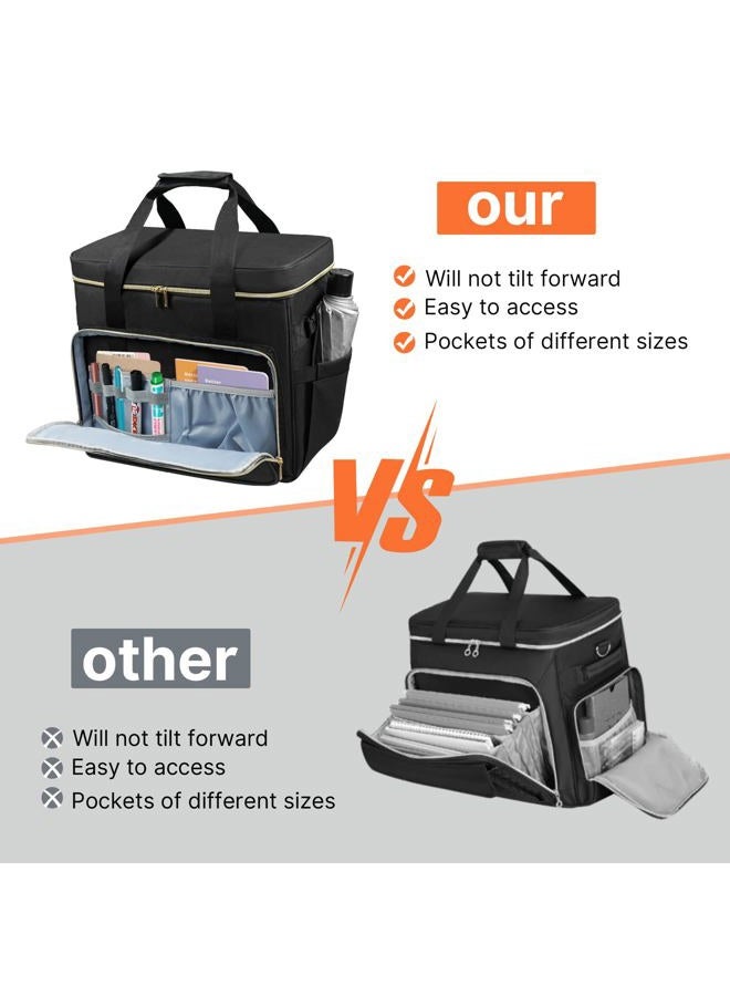 ORKELS Rolling Teacher Bag with Detachable Trolley, Wheeled Teacher Tote for 15.6'' Laptop, Books & Supplies, Spacious & Durable with Easy Maneuverability (Black) - Image 5