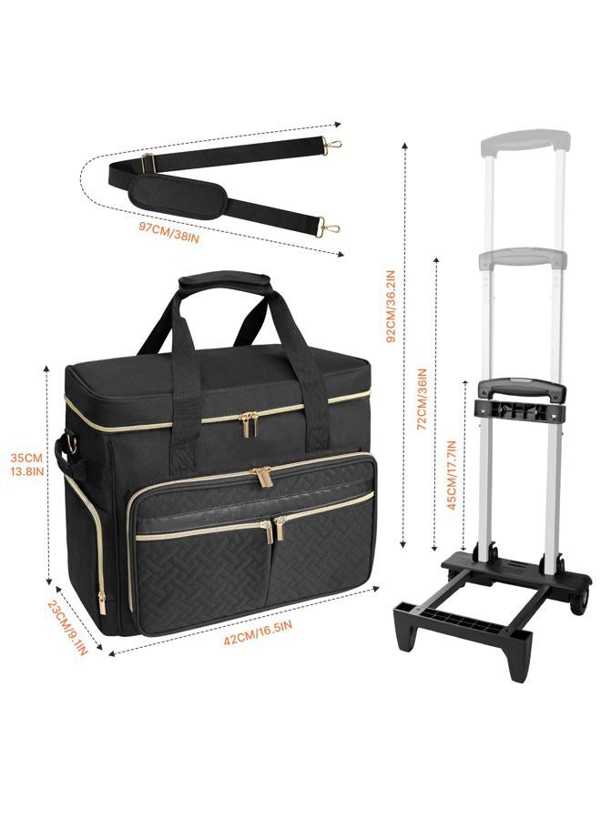 ORKELS Rolling Teacher Bag with Detachable Trolley, Wheeled Teacher Tote for 15.6'' Laptop, Books & Supplies, Spacious & Durable with Easy Maneuverability (Black) - Image 4