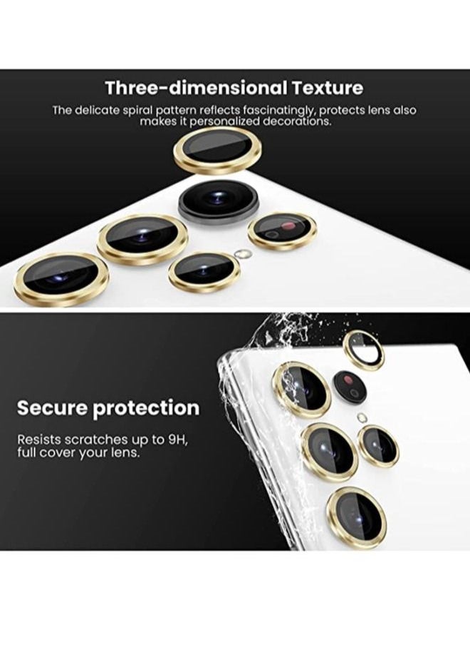 vesus Samsung Galaxy S23 Ultra Camera Lens Protector, 9H Tempered Glass Camera Cover Screen Protector Metal Individual Ring for S23 Ultra 5G 2023 [Installation Tray] (Gold) - Image 4