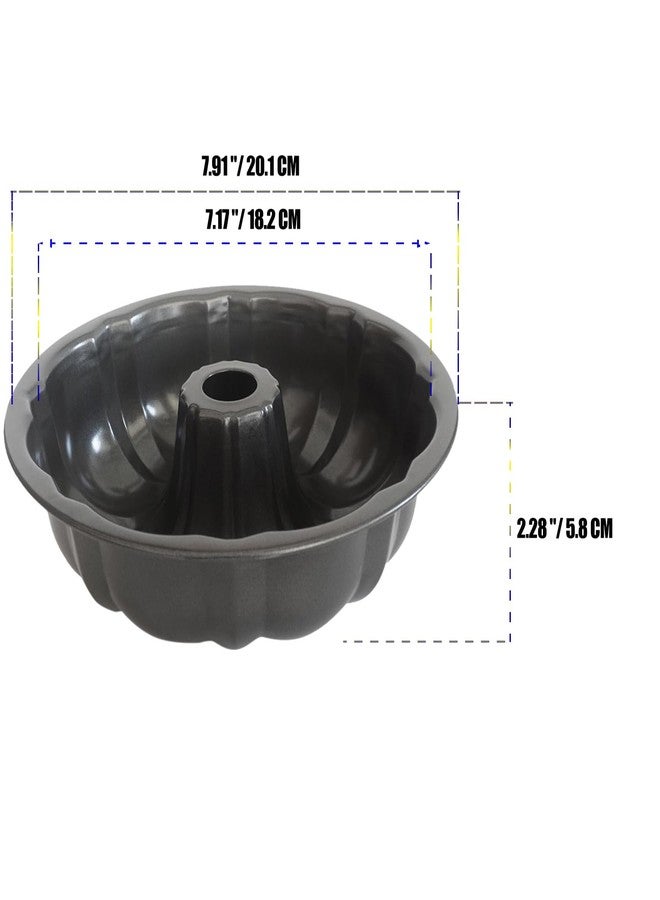 Heluok 7 Inch Fluted Tube Cake Pan, Carbon Steel Round Tube Baking Pans, Small Kugelhopf Pan Pound Cake Mold for Cakes, Bread, Flan, 2 PCS, Black Color - Image 2