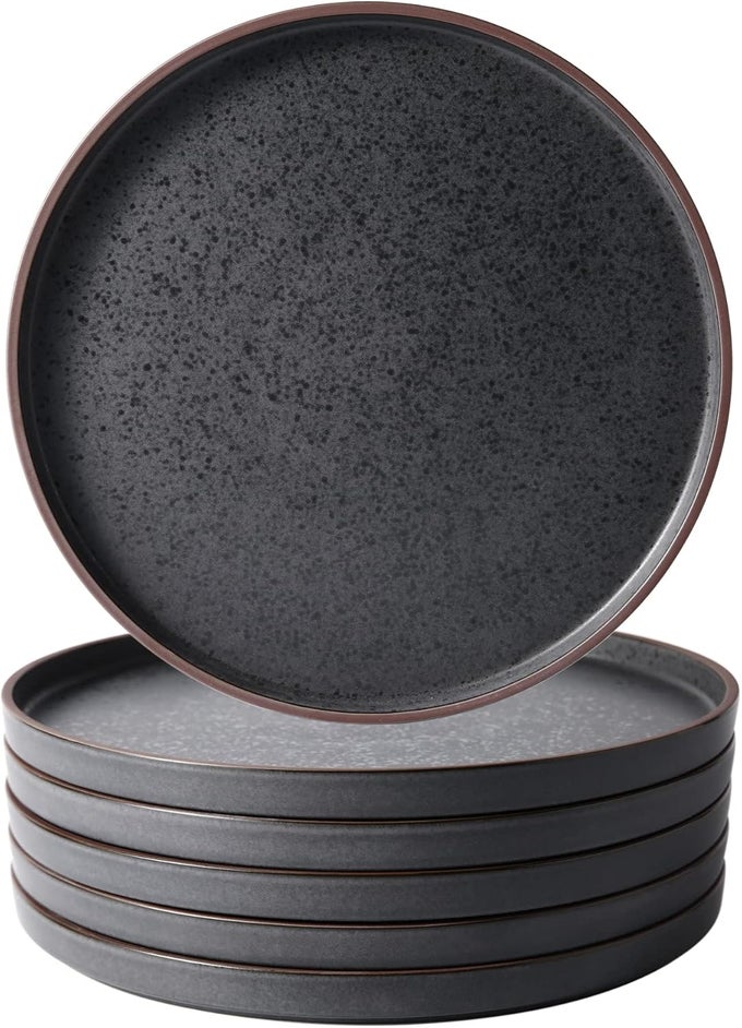 DINNER PLATESCERAMIC DINNER PLATES SET OF 61075 INCH LARGE CERAMIC PLATESMODERN SHAPE DINNERWARE DISHES SET FOR KITCHEN MICROWAVE DISHWASHER OVEN SAFECOFFEE RIM