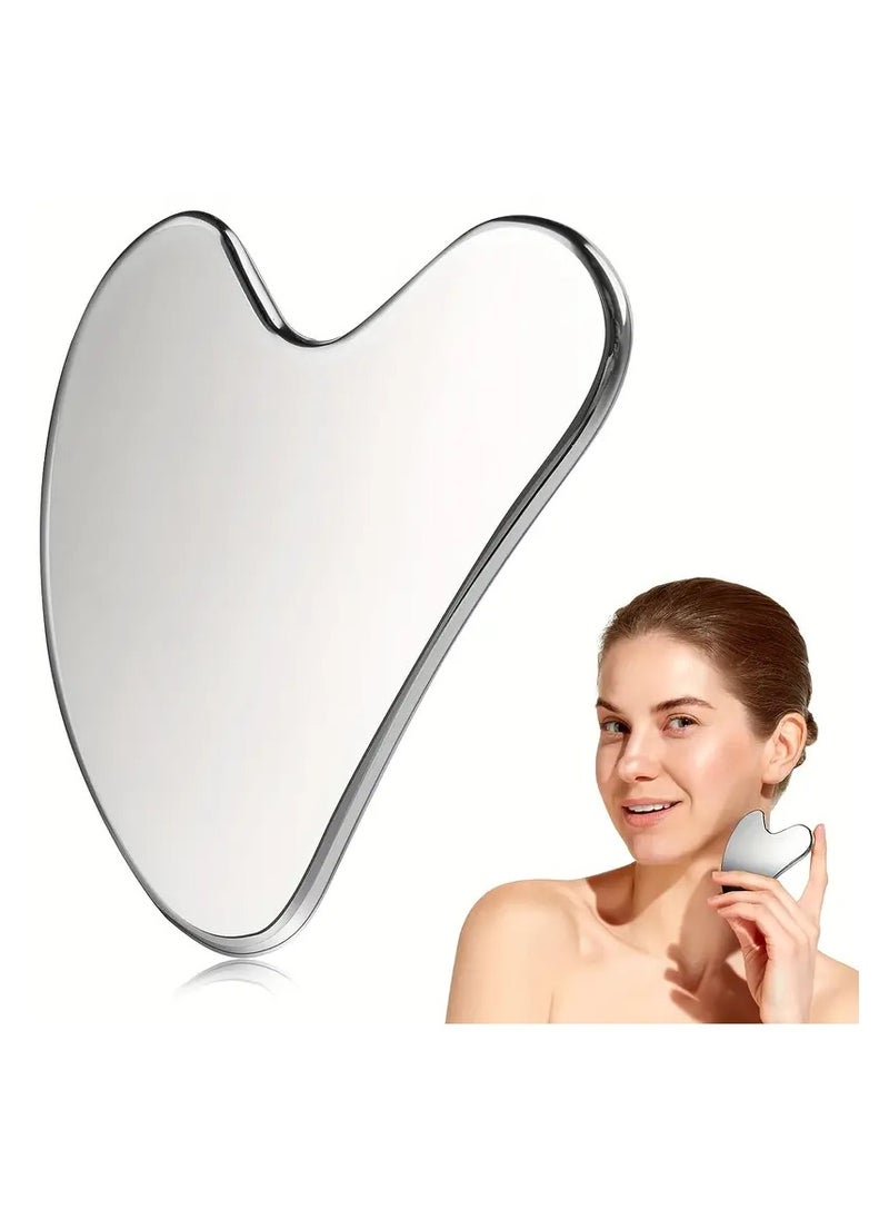 Generic Gua Sha Facial Tool Made Of Stainless Steel, Perfect For Face Massage And Skincare. Used For Exfoliating, Lymphatic Drainage, And Stimulating Blood Circulation, Helping To Lift The Face And Combat Wrinkles And Signs Of Aging.  - Image 1