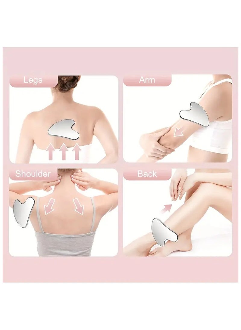 Generic Gua Sha Facial Tool Made Of Stainless Steel, Perfect For Face Massage And Skincare. Used For Exfoliating, Lymphatic Drainage, And Stimulating Blood Circulation, Helping To Lift The Face And Combat Wrinkles And Signs Of Aging.  - Image 2