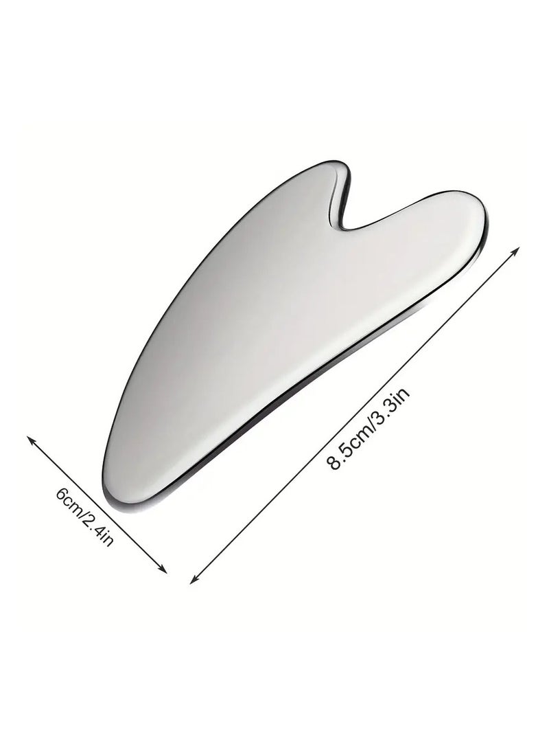 Generic Gua Sha Facial Tool Made Of Stainless Steel, Perfect For Face Massage And Skincare. Used For Exfoliating, Lymphatic Drainage, And Stimulating Blood Circulation, Helping To Lift The Face And Combat Wrinkles And Signs Of Aging.  - Image 5