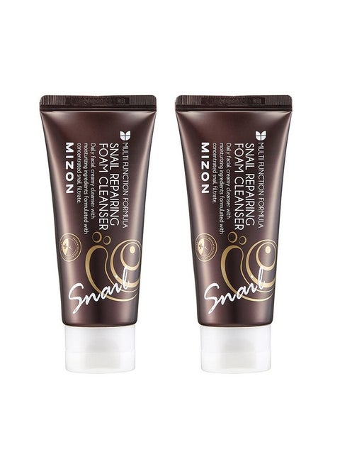 Snail Repairing Foam Cleanser, Korean Snail Face Wash, Mild And Soft Face Cleanser For Pores And Blackheads, Moisturizing Formula With Snail Filtrate And Soft Bubbles (2 Pack)