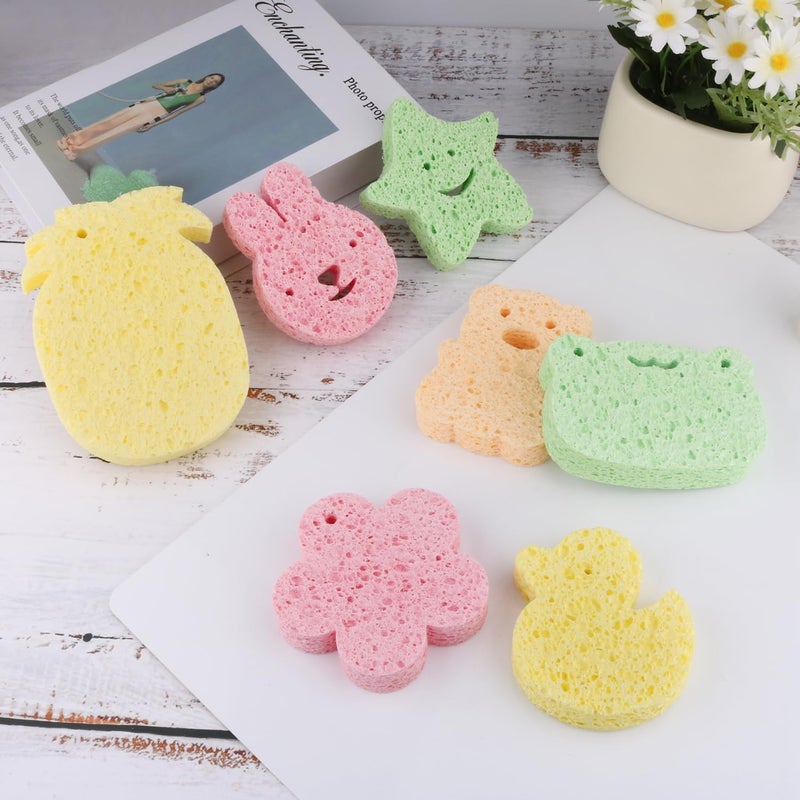 Cositina 7 Pieces Baby Bath Sponge Soft Natural Bath Sponge Cute Animals Fun Shower Body Cleaning Sponges for Baby Kids Infants Toddler - Image 5