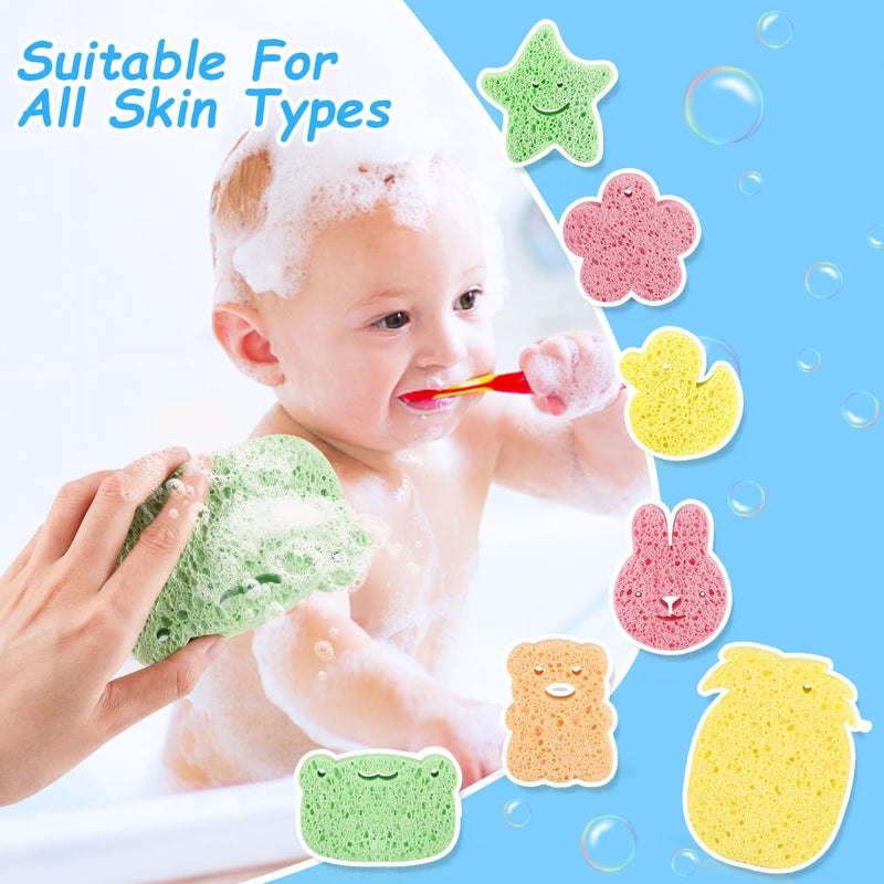 Cositina 7 Pieces Baby Bath Sponge Soft Natural Bath Sponge Cute Animals Fun Shower Body Cleaning Sponges for Baby Kids Infants Toddler - Image 4