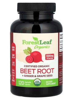 ForestLeaf Certified Organic Beet Root + Ginger & Grape Seed 120 Vegetable Capsules 