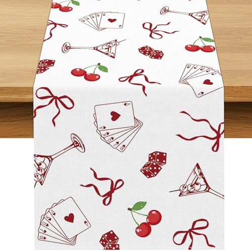 Buxiuer Lucky in Love Table Runner Las Vegas Casino Bachelorette Party Valentines Day Decoration Bridal Shower Home Dining Kitchen Island Decor (13" x 72") - Image 1