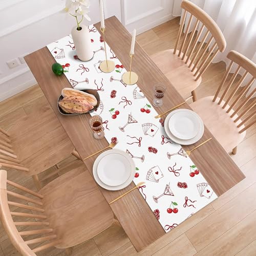 Buxiuer Lucky in Love Table Runner Las Vegas Casino Bachelorette Party Valentines Day Decoration Bridal Shower Home Dining Kitchen Island Decor (13" x 72") - Image 4
