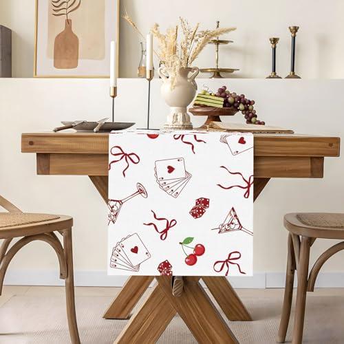 Buxiuer Lucky in Love Table Runner Las Vegas Casino Bachelorette Party Valentines Day Decoration Bridal Shower Home Dining Kitchen Island Decor (13" x 72") - Image 5