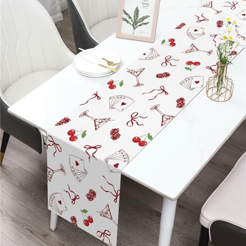 Buxiuer Lucky in Love Table Runner Las Vegas Casino Bachelorette Party Valentines Day Decoration Bridal Shower Home Dining Kitchen Island Decor (13" x 72") - Image 2