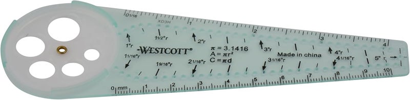 Westcott 00516 Safety Compass for Geometry, Drafting, Classrooms, Crafters and Artists, Shatterproof, Translucent Drawing Compass Creates Perfect Circles from 1/4-Inch to 10 Inches - Image 3