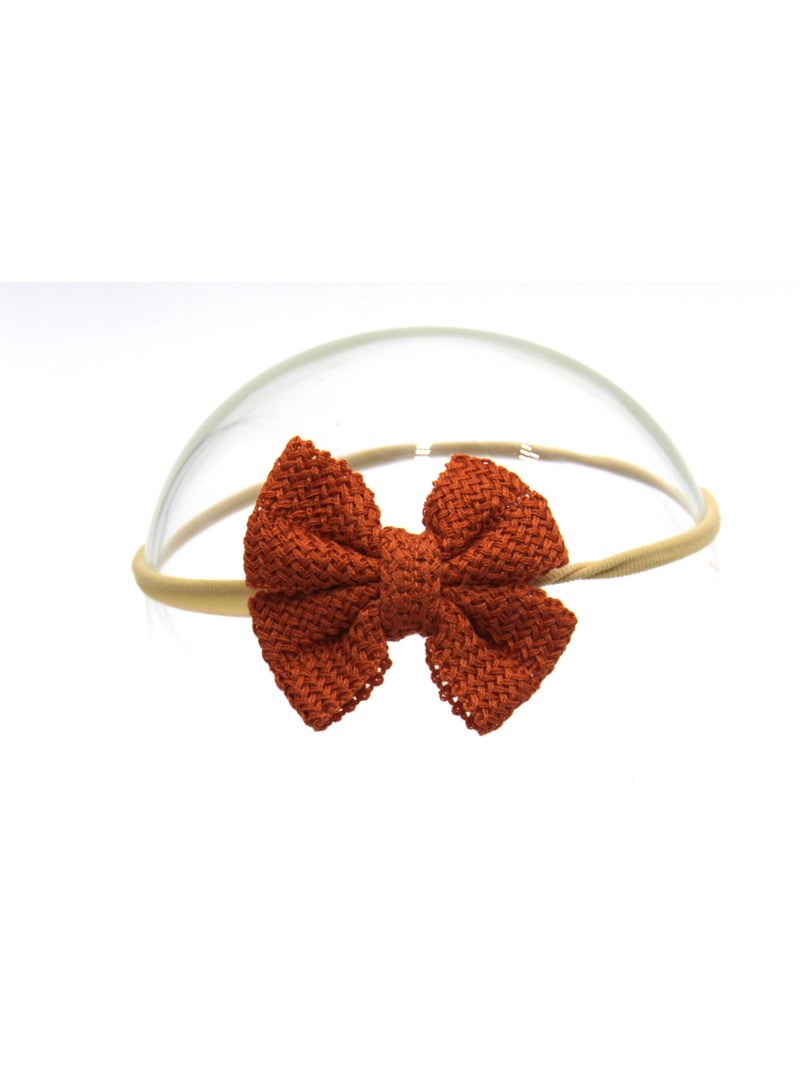 دىدانيالا طقم مشابك شعر فيونكة بشريط إيرا مع ربطة شعر للأطفال والبنات - برتقالي داكن - Image 2