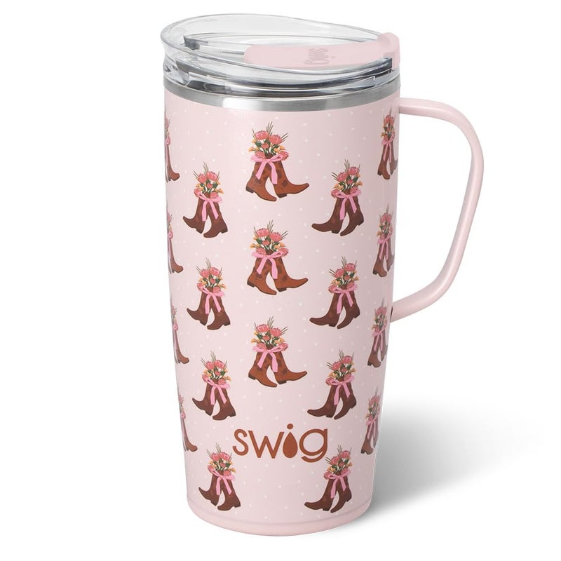 Swig Life 22oz Travel Mug Insulated Tumbler with Handle and Lid Travel Coffee Mug Cup Holder Friendly Stainless Steel 22 oz Tumbler Reusable Insulated with Lid Cowgirl Coquette - Image 2