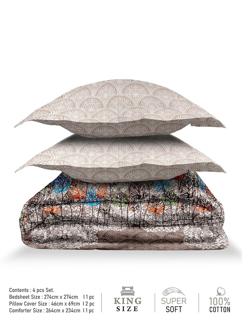 LABHAM Everyday 152TC Pure Cotton 4Pc King Size Bedding Set with Bedsheet 108x 108 Comforter 90 x 108 2pc Pillow Covers - Image 5