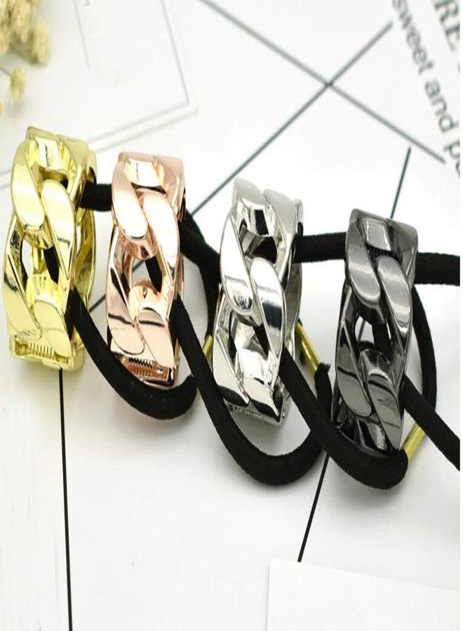 Fodattm 4PCS Fashion Zinc Alloy Ponytail Cuff Elastic Hair Tie Ponytail Holder Punk Gothic Hair Cuff Hair Rope Hair Band Hair Clips for Women - Image 2