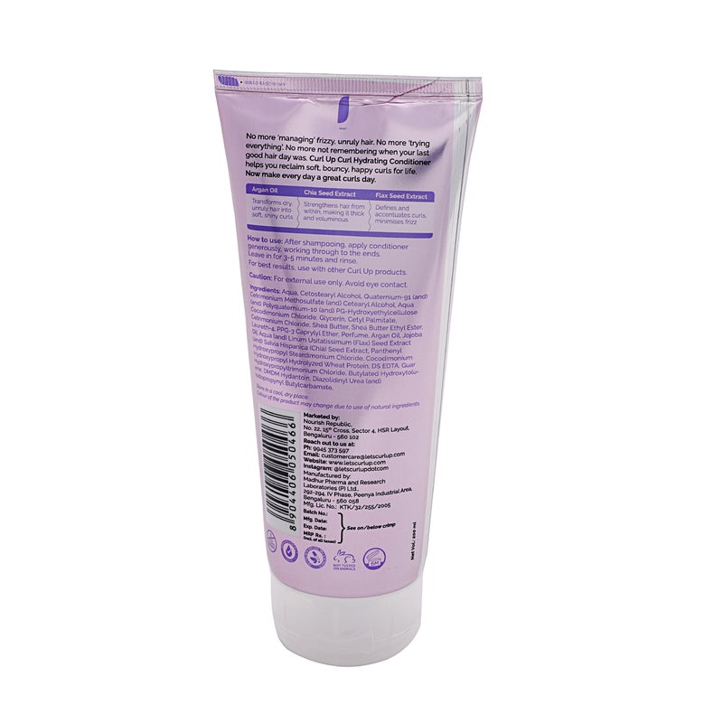 Curl Up Curl Hydrating Conditioner For Wavy & Curly Hair Sulphate Paraben & Silicone Free - 200 ml - Image 2
