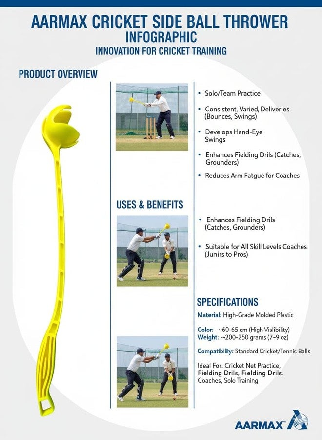 AARMAX Plastic Cricket Ball Thrower, Standard (Yellow) - Image 5