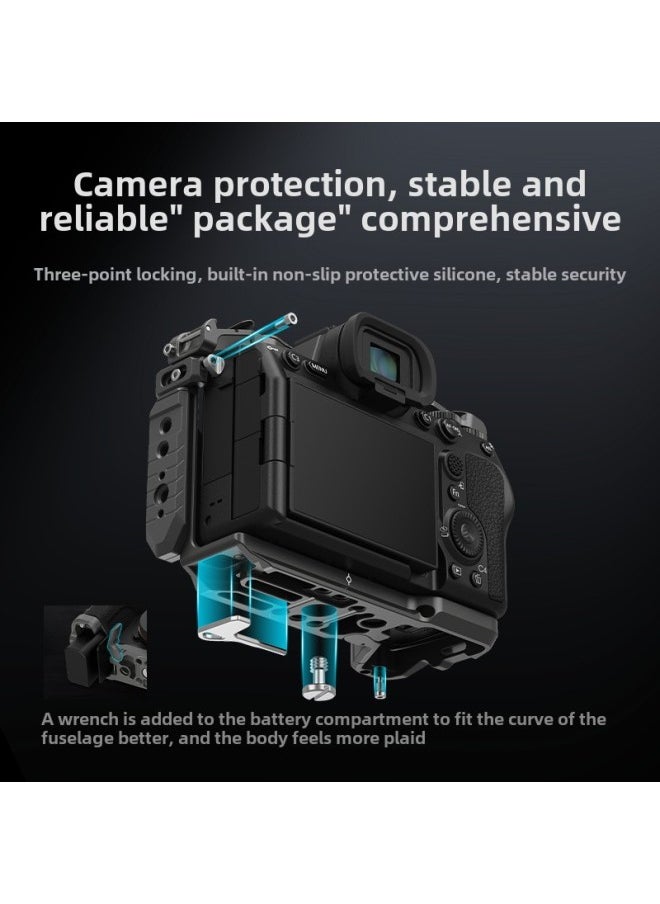ماركة غير محددة قفص أرنب سريع الفك من Smog Xunying H21 لكاميرا Sony A7M4 بإطار توسعة شامل A7RV بمقبض جانبي للتصوير - اللون: [إصدار سريع الفك من Xunying] مجموعة توسعة محمولة باليد  - Image 4