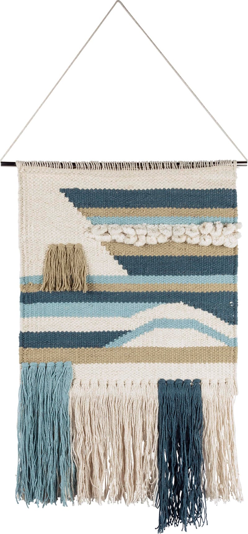 Primitives by Kathy Primitives by Kathy Seaside Woven Wall Hanging Handmade Bohemian Fringe Tassel Banner Cotton 14 W x 22 L 