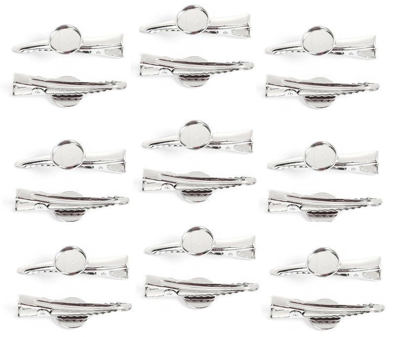JGFinds Silver Tone Barrette Hair Clips with Cabochon Setting for DIY Crafts  Accessories 20 Pack for Arts  Crafts
