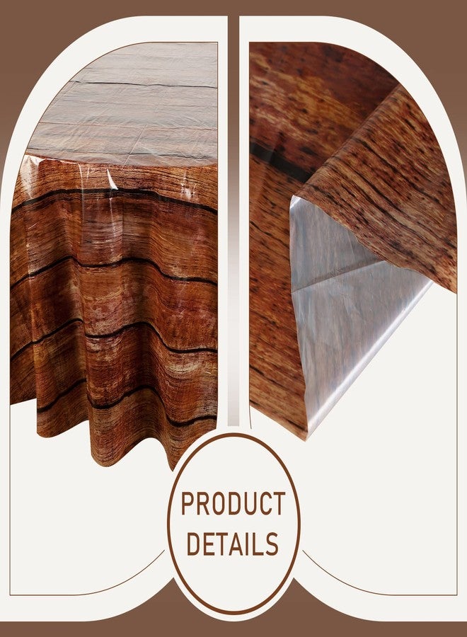 اودين مفرش طاولة دائري من خشب أودين، مقاس 84 بوصة، مصنوع من البلاستيك الريفي، مقاوم للماء، بتصميم خشبي عتيق، مفرش طاولة بني غربي للاستخدام مرة واحدة، مناسب للمطبخ وغرفة الطعام والحفلات (بني داكن، 12 قطعة) - Image 3