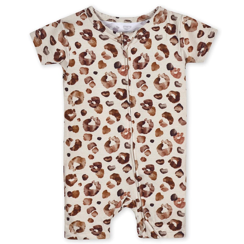 Gerber Unisex Baby Buttery Soft Short Sleeve Romper With Viscose Made From Eucalyptus  Leopard  12 Months - Image 1