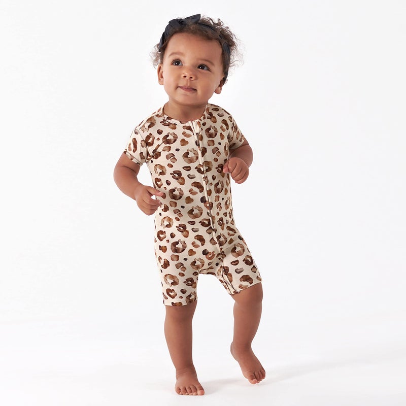 Gerber Unisex Baby Buttery Soft Short Sleeve Romper With Viscose Made From Eucalyptus  Leopard  12 Months - Image 2