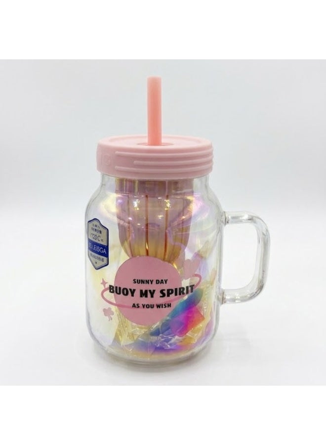 Delisoga Delsoga Large Glass Drinking Bottle with Straw & Pink Cap – 850 ml - Image 3