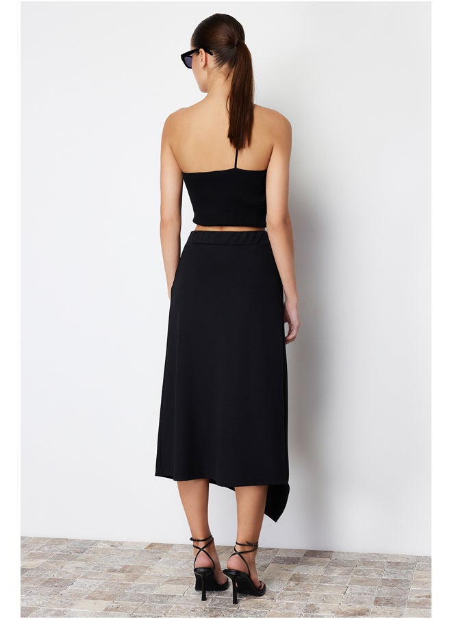 trendyol - Black Asymmetric Cut Out and Slit Detail Maxi Skirt TWOSS24ET00043 - Image 1